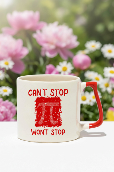 qoeuyl boutique Can'T Stop Won'T Stop Pi Printed Lightweight Ceramic Mug Cup Gift for Math Enthusiasts