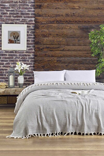 merland benvecocuk Double Bed Cover Pyramid Gray 200 X 230 cm