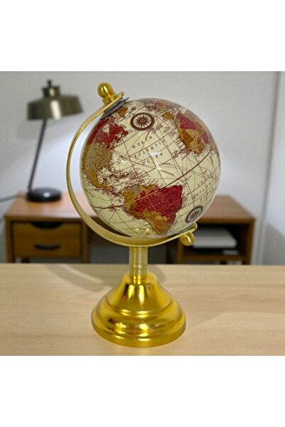 velve Glob pamantesc cu suport din metal, Auriu-Maro, 12x16 cm