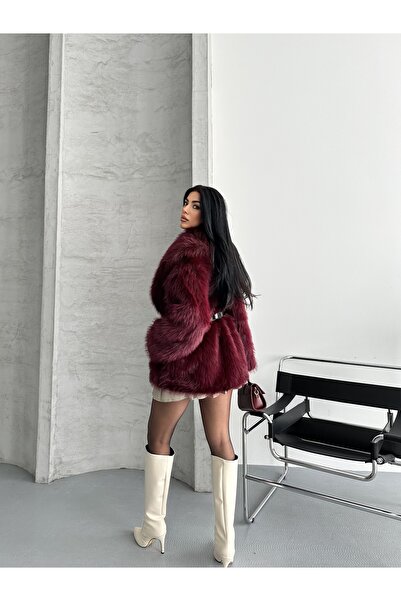 Fashionbox Premium Quality Extra Full Fur Lined Fur Coat with Belt 25103