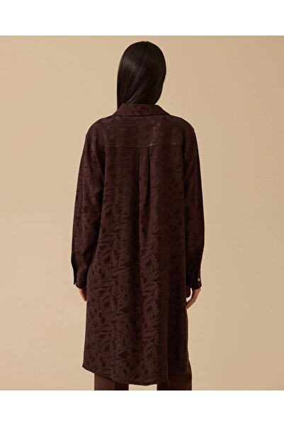 SEÇİL Desenli Uzun Jakar Tunik-Kahverengi - 42