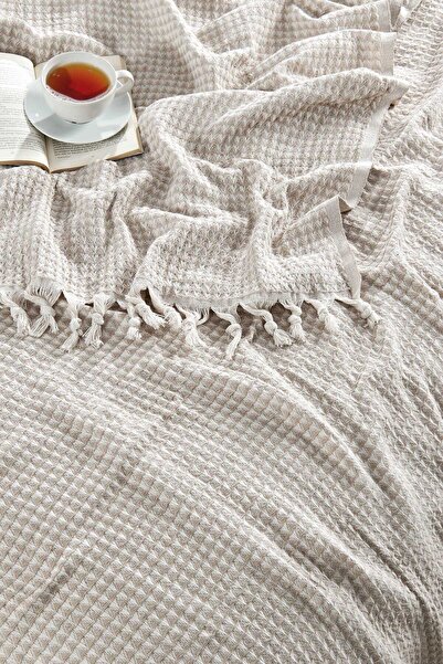 merland benvecocuk Double Bed Cover Pyramid Beige 200 X 230 cm