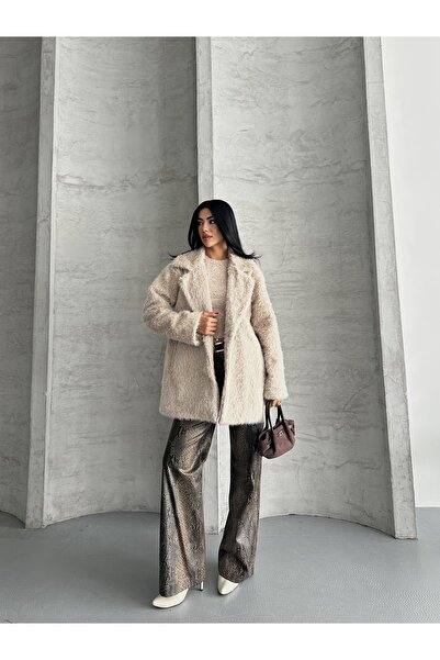 Fashionbox Дамско висококачествено палто с капитонирана подплата и кожена подплата 25104