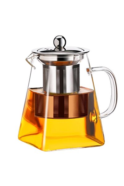PUFO Exclusive glass tea infuser with filter and metal lid, 700 ml, transparent
