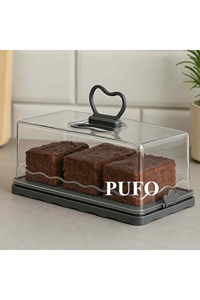 PUFO Cookies platter with transparent lid for serving cakes, cookies, muffins, pastries, 30 cm