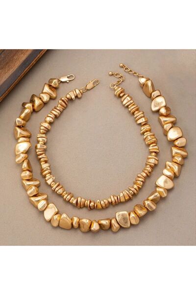 GÜNEBAKAN AKSESUAR Bohem kalın zincir kolye seti