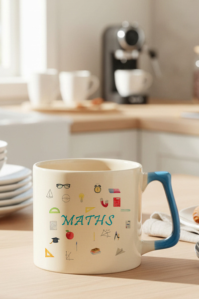 qoeuyl boutique Mathematics Themed Icons Maths Printed Lightweight Ceramic Mug Cup