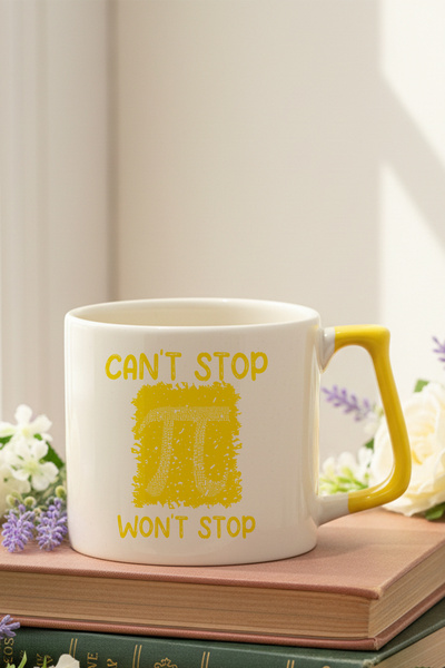 qoeuyl boutique Can'T Stop Won'T Stop Pi Printed Lightweight Ceramic Mug Cup Gift for Math Enthusiasts