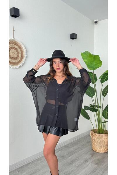 modadagiyim Women's Long Chiffon Shirt with Pockets Very Stylish