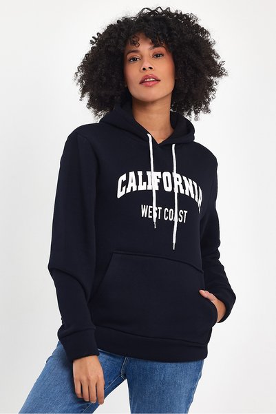 Superlife Hanorac cu glugă pentru femei, confortabil, cu fleece, cu 3 fire, cu imprimeu California West, SPR24SWK08