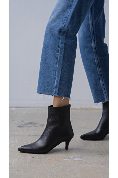 ECENİN BUTİĞİ Lydia Siyah Hakiki Deri Kadın Bot