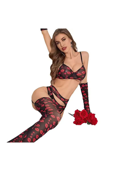 DAsiNU Sexy lingerie with Printed , 5 pieces, for women, XL