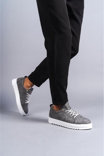 Zapatos SLW152 Cool Lace-up Linen Pantofi sport clasici pentru bărbați KBT - gri