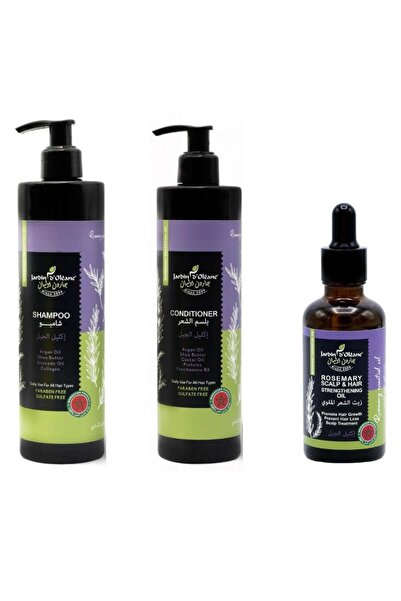 Jardin D Oleane مجموعة أكليل الجبل شامبو 380 مل وبلسم 380 مل وزيت 50 مل