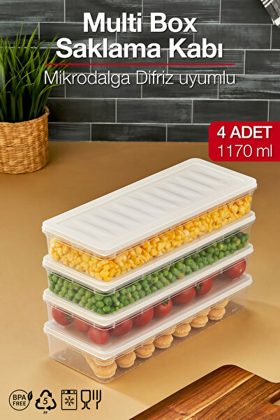 ALP HOME Multi Box 4 Lü Set Saklama Kabı Seti - Dondurucu & Mikrodalga Uyumlu