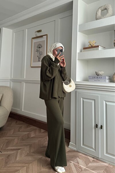 AYSEAKSOY Triko pantolonlu kapşonlu takım