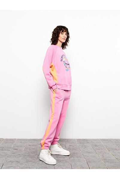 LC Waikiki Color Block Women's Thick Jogger Sweatpants with Elastic Waistband