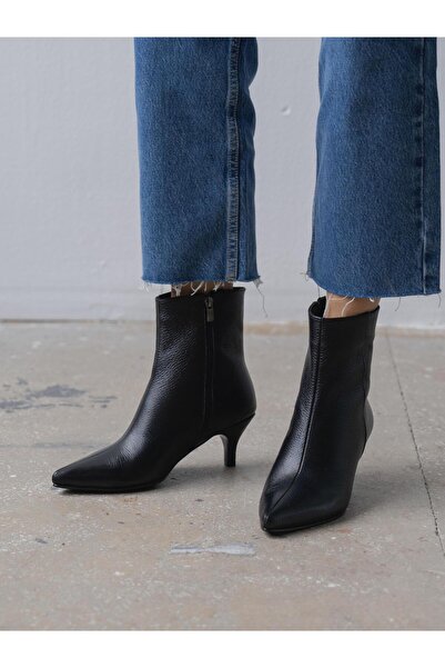 ECENİN BUTİĞİ Lydia Siyah Hakiki Deri Kadın Bot