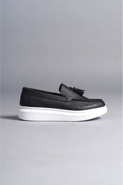 Zapatos SLW154 Blaze Bağcıksız Püsküllü Cilt Erkek Günlük Spor Klasik Ayakkabı CBT - Siyah