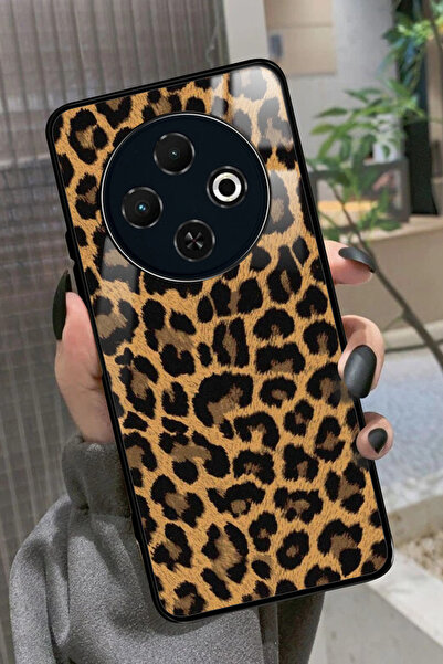 TECNO Spark 30C Uyumlu Kahverengi Leopar Tasarımlı Glossy Premium Kılıf