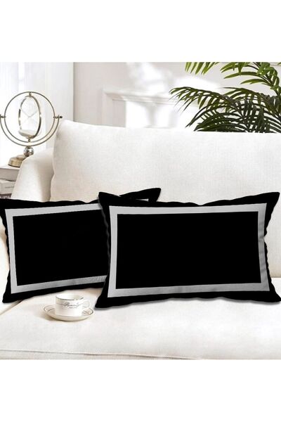 Ardizayn Modern - (Grey - Black) Velvet Fabric 2-Piece Throw Pillow Cover (35X55 cm) - Double-Sided Printing