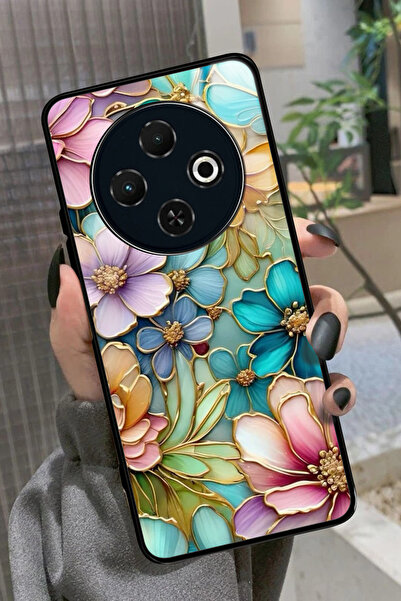 TECNO Spark 30C Uyumlu Karışık Çiçek Tasarımlı Parlak Premium Kılıf