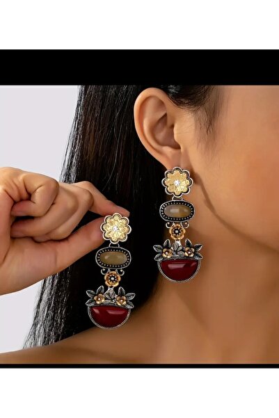 Enanice ÇİÇEK DESENLİ KÜPE