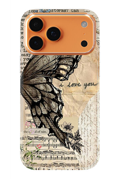 moonset Iphone 17 PRO MAX Uyumlu Kelebek Tasarımlı Baskılı Şeffaf Telefon Kılıfı