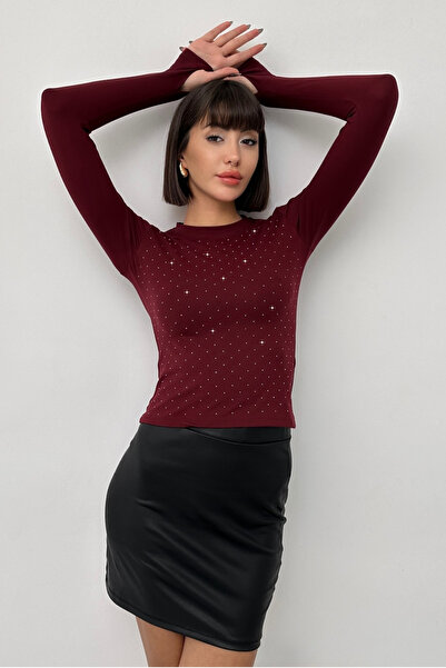 New Now Love It Stone-Detail Finger-Through Modal Blouse