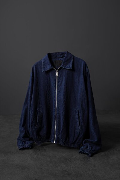 Slatra Мъжка тъмносиня яке с цип и бродерия