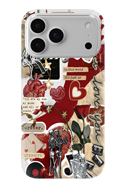 moonset Iphone 17 PRO MAX Uyumlu Kolaj Tasarımlı Baskılı Şeffaf Telefon Kılıfı