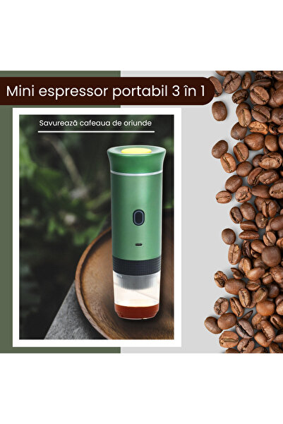 OEM 3 in 1 portable espresso machine, 15BAR pressure , hot and cold, for home, office and travel, green