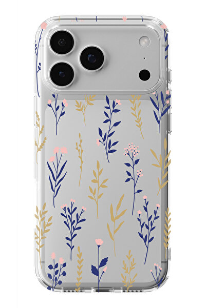moonset Iphone 17 PRO MAX Uyumlu Çiçekler Tasarımlı Baskılı Şeffaf Telefon Kı...