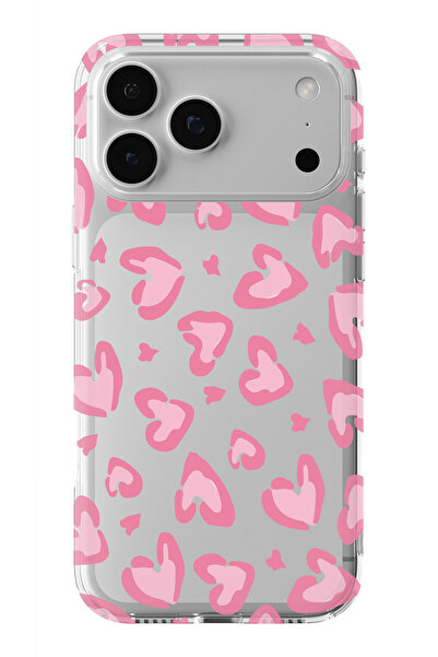 moonset Iphone 17 PRO MAX Uyumlu Leopar Kalpler Tasarımlı Baskılı Şeffaf Tele...