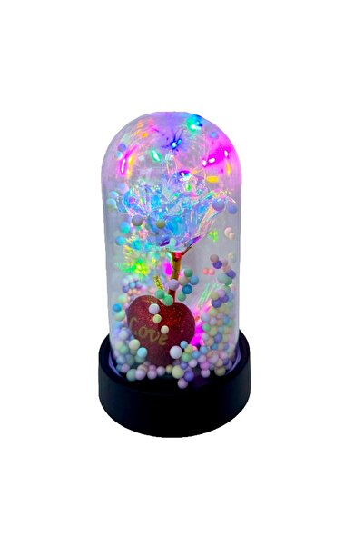 velve Trandafir transparent Bubble Tea in Love in Cupola,cu LED si elemente,i...