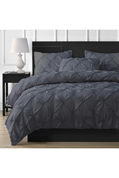 MIULEE Bed Linen Set from Satin, 155 x 220 cm, + 2 Pillowcases 80 x 80 cm, Dark Gray - CN