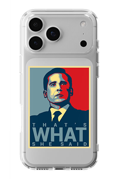 moonset Iphone 17 Pro Uyumlu Michael Scott Tasarımlı Baskılı Şeffaf Telefon K...