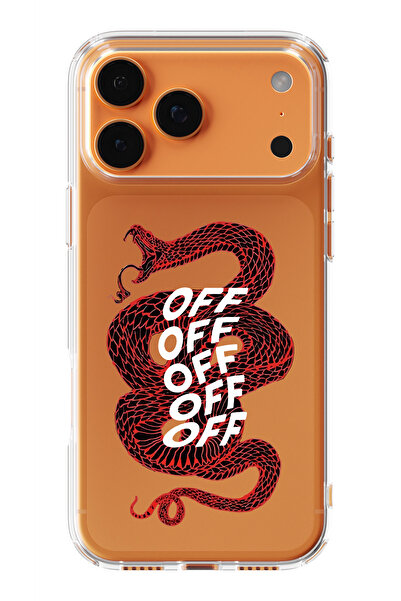 moonset Iphone 17 Pro Uyumlu Yılan Tasarımlı Baskılı Şeffaf Telefon Kılıfı