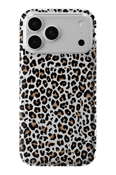 moonset Iphone 17 Pro Uyumlu Leopar Tasarımlı Baskılı Şeffaf Telefon Kılıfı