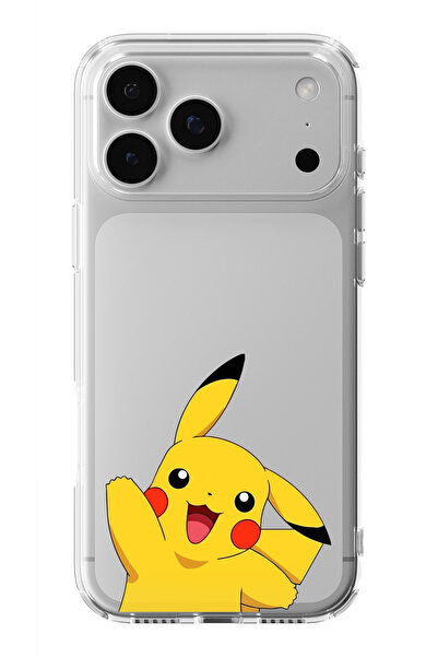 moonset Iphone 17 Pro Uyumlu Pikachu Tasarımlı Baskılı Şeffaf Telefon Kılıfı
