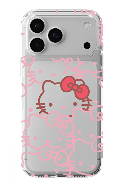 moonset Iphone 17 Pro Uyumlu Hello Kitty Tasarımlı Baskılı Şeffaf Telefon Kılıfı