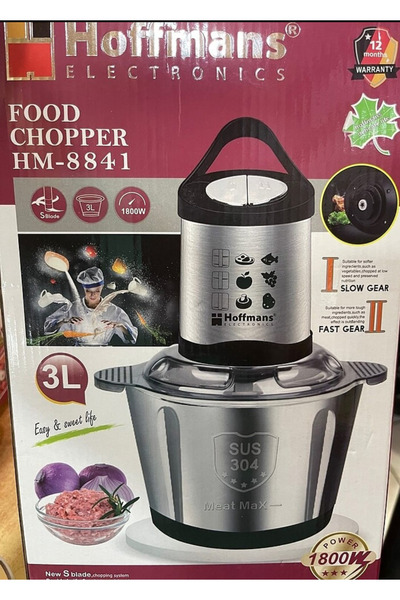 DEKORANLA Güçlü 5L Elektrikli Çelik Doğrayıcı ve Blender, Gri