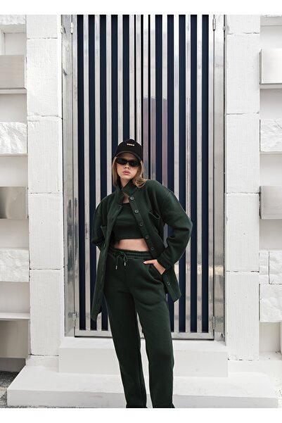 OUZ 3 Thread Ribbed 100% Cotton 3 Piece Sportswear Set