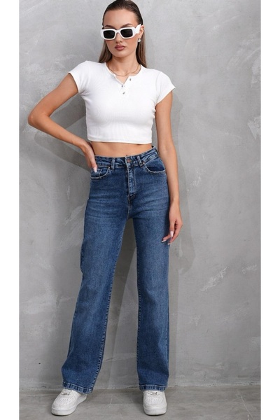 Rich Star بنطال جينز أساسي من الليكرا بأرجل واسعة