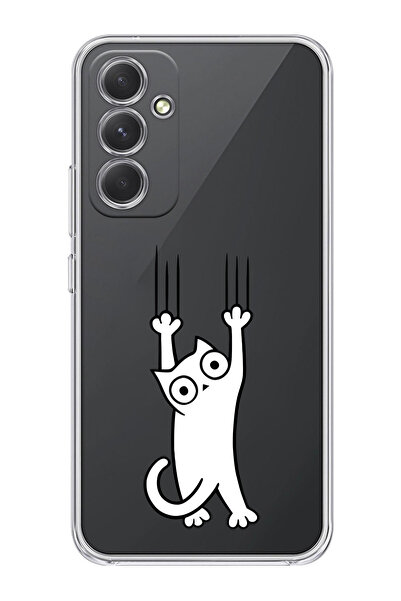 moonset Samsung Galaxy S25 FE Uyumlu Kedi Tasarımlı Baskılı Şeffaf Telefon Kı...