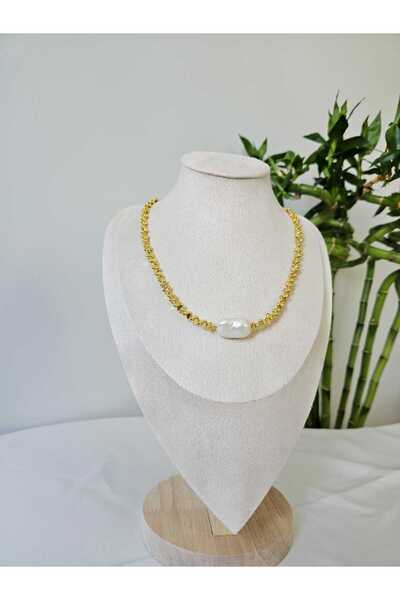 İNCİORA JEWELRY Gerçek Doğal Barok İnci Hematit Taşlı Kolye