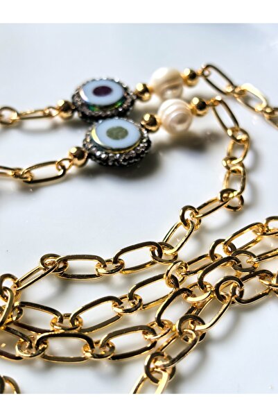 THİNBLACK Thinblack ®   Glasses Chain – Handmade with Evil Eye Beads, Real Pearl Natural Stone