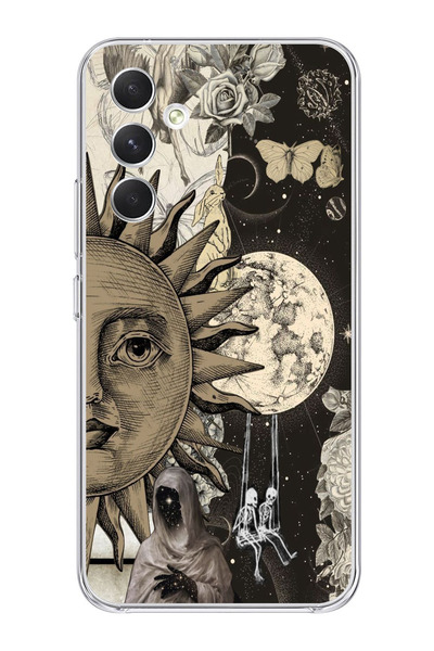 moonset Samsung Galaxy S25 Uyumlu Ay ve Güneş Tasarımlı Baskılı Şeffaf Telefo...