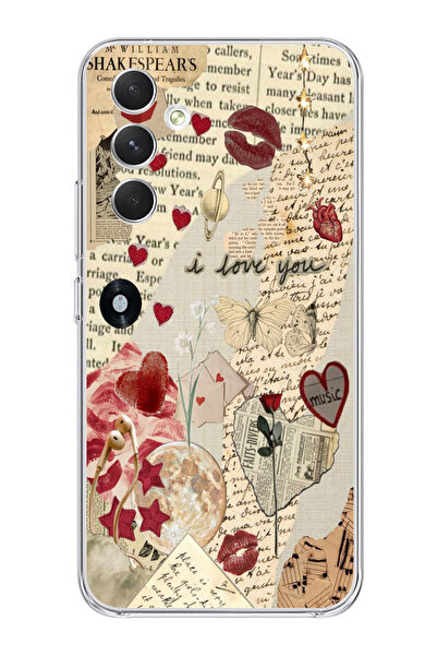 moonset Samsung Galaxy S25 Uyumlu Music Kolaj Tasarımlı Baskılı Şeffaf Telefo...