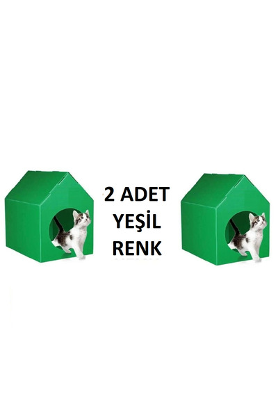 ALERUM YEŞİL Kedi Köpek Evi 2 ADET Kulübesi Yuvası Plastik Demonte Taşınabilir